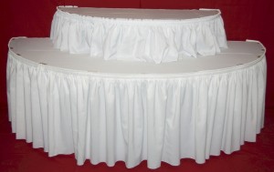 Multi-Level Display Table with Linens, Half Round