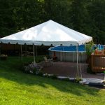 20'x20' Frame Tent Over Patio by Pool
