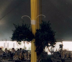 Center Pole Decor, Hanging flower baskets with pole wrap