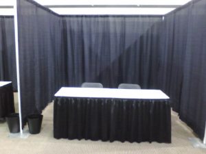 black drape booth w table