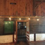 Bistro light hung in Barn